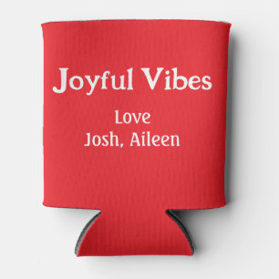 Joyful Vibes red Christmas holidays love family si Can Cooler