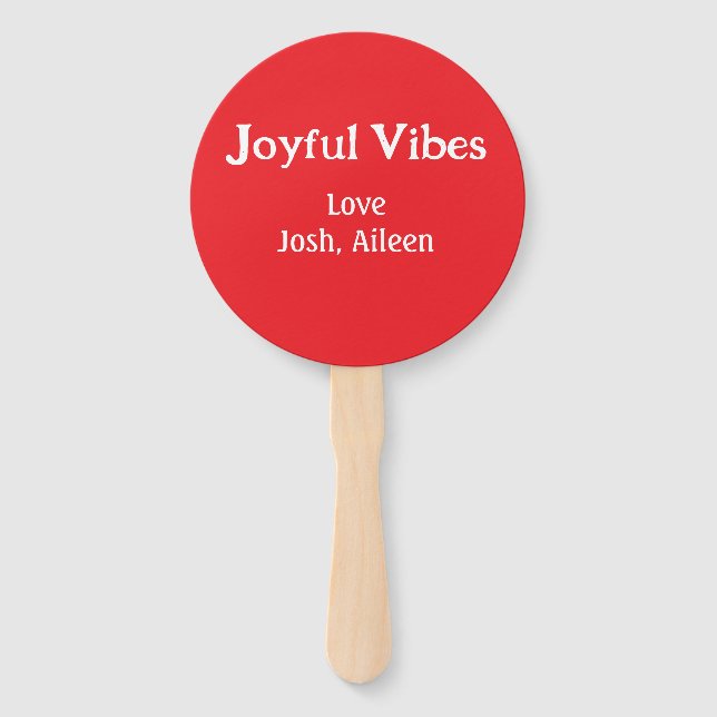 Joyful Vibes red Christmas holidays love family si Hand Fan (Front)