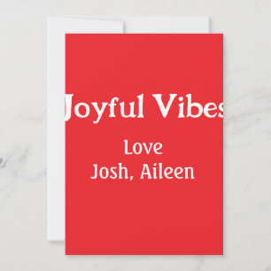 Joyful Vibes red Christmas holidays love family si Holiday Card