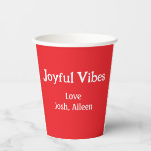 Joyful Vibes red Christmas holidays love family si Paper Cups