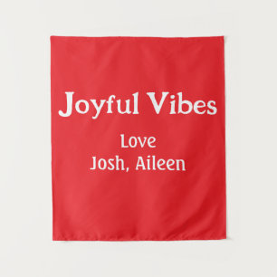 Joyful Vibes red Christmas holidays love family si Tapestry