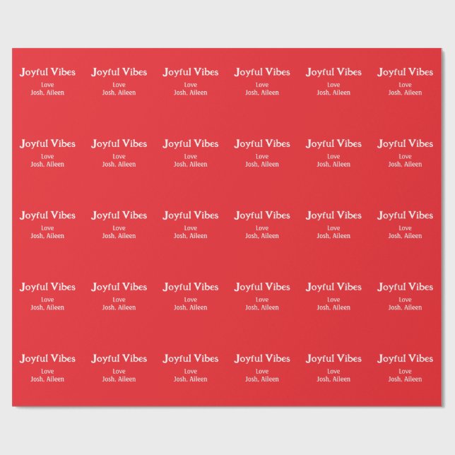 Joyful Vibes red Christmas holidays love family si Wrapping Paper (Flat)