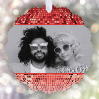 Joyful Vibes Retro Disco Ball Photo Christmas