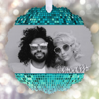 Joyful Vibes Retro Disco Ball Photo Christmas