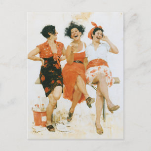 Joyful Vintage Summer Friends Postcard