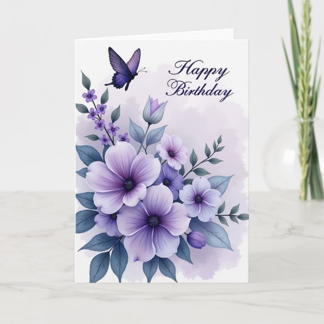 Joyful Violet Bloom Card (Front)
