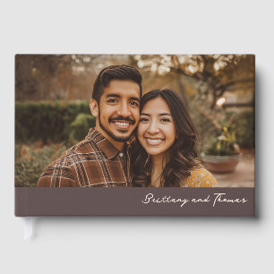 Joyful Warm Brown Photo Guest Book