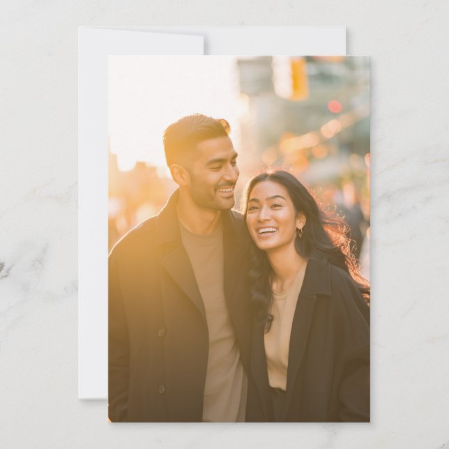Joyful Warm Brown Photo Invitation (Front)