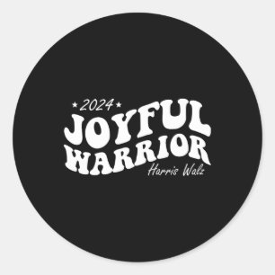 Joyful Warrior Kamala Harris Tim Walz 2024 Groovy  Classic Round Sticker
