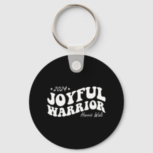Joyful Warrior Kamala Harris Tim Walz 2024 Groovy Key Ring