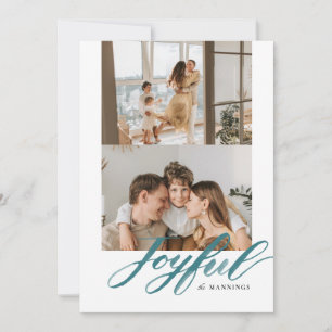 Joyful Watercolor Brush Lettering Flat Holiday Card