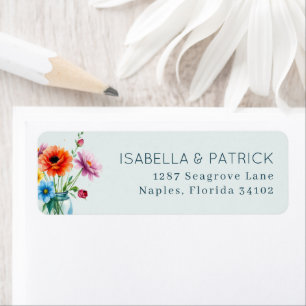Joyful Watercolor Floral Jar Return Address Label