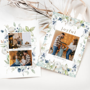 Joyful Watercolor Foliage Christmas Holiday Card