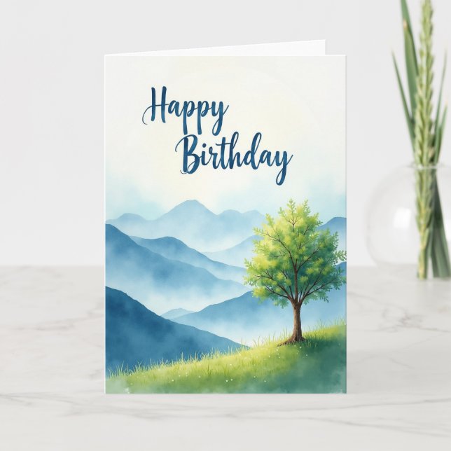 Joyful Watercolor Mountain Card (Front)