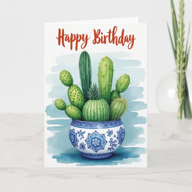 Joyful Watercolor Succulent Card (Front)