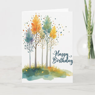 Joyful Watercolor Trees Card
