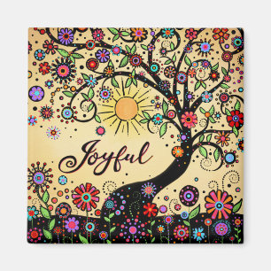 Joyful Whimsical Trendy Colourful Tree Inspiring Magnet