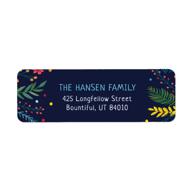 Joyful Whimsy Holiday Return Address Labels (Front)