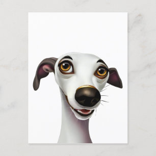Joyful Whippet - A Cartoon Style Artwork Postcard