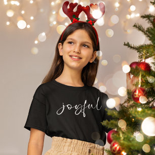 Joyful White Calligraphy  T-Shirt