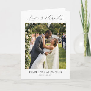 Joyful White Floral Photo Thank You Card