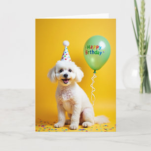 Joyful White Puppy Birthday Card
