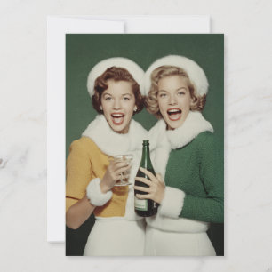 Joyful Winter Champagne Celebration Holiday Card