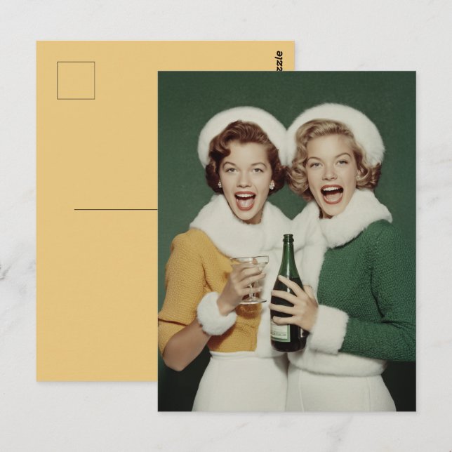 Joyful Winter Champagne Celebration Postcard (Front/Back)