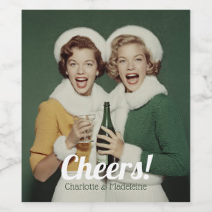 Joyful Winter Champagne Celebration Wine Label