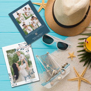 Joyful Winter Floral   Photo  Holiday Card