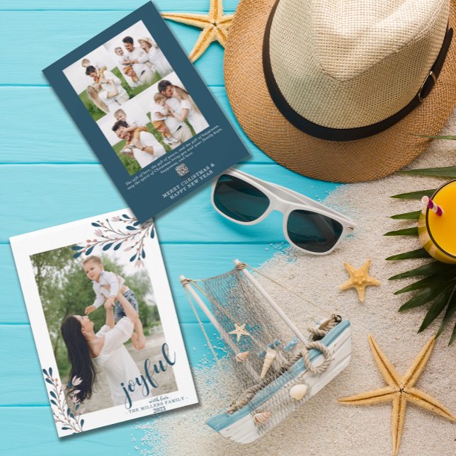 Joyful Winter Floral | Photo  Holiday Card (Creator Uploaded)