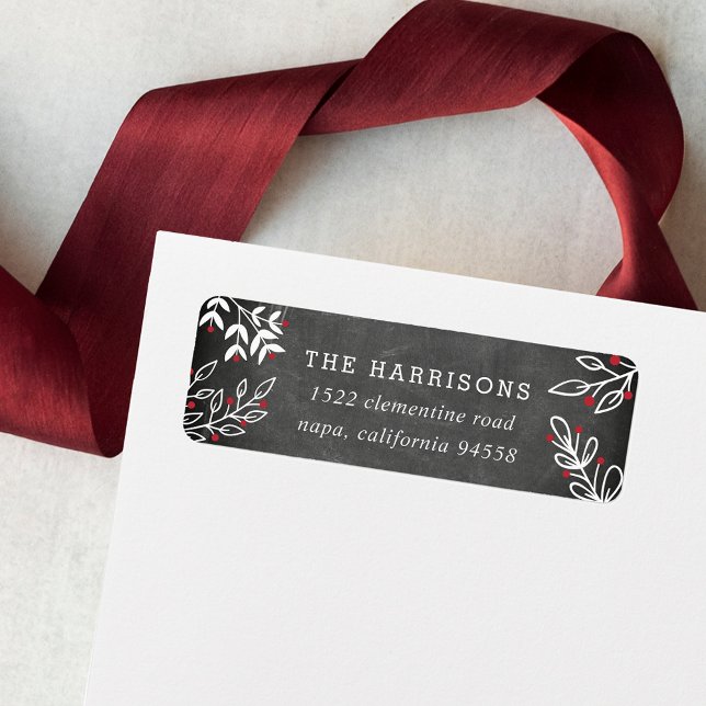 Joyful Wish | Chalkboard Holiday Return Address Label (Creator Uploaded)