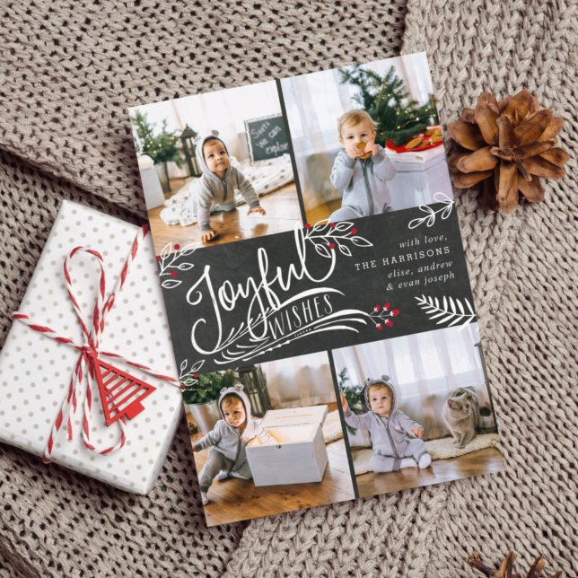 Joyful Wish | Christmas Photo Collage Card (Creator Uploaded)