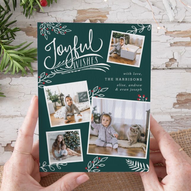Joyful Wish | Christmas Photo Collage Card (Creator Uploaded)