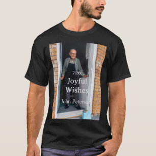 Joyful wishes add name photo man holidays year sim T-Shirt
