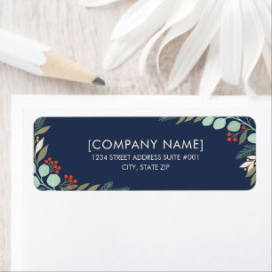 Joyful Wishes Botanical Corporate Holiday Return Address Label
