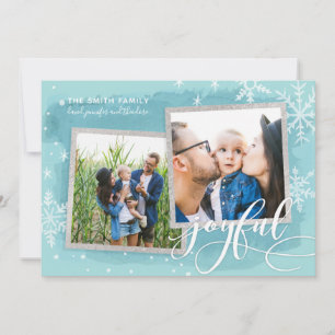 Joyful Wishes Christmas Multi Photo Collage Holiday Card