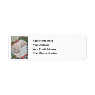 Joyful Yuletide Vintage Christmas Photo Template Return Address Label