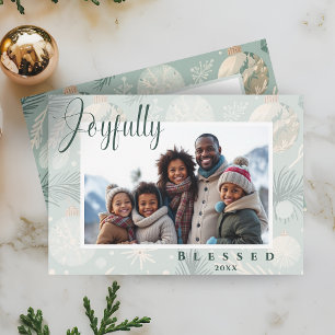 Joyfully Blessed Modern Family Photo Christmas Holiday Card