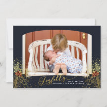 Joyfully Confetti Navy Frame Photo Card