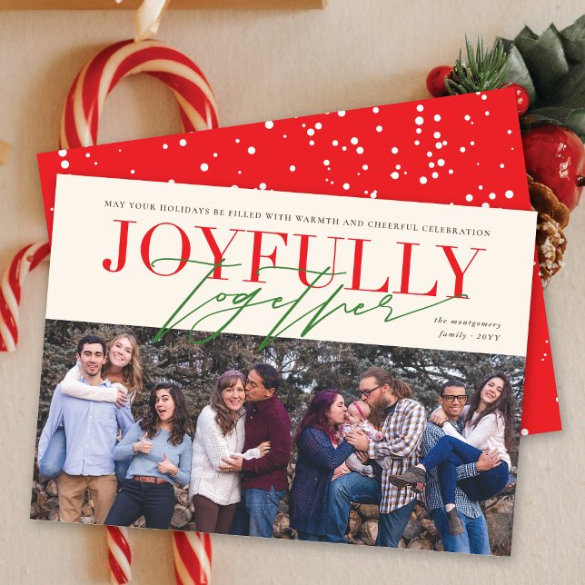 Joyfully Together Classic Typography Modern Photo Holiday Card (Creator Uploaded)