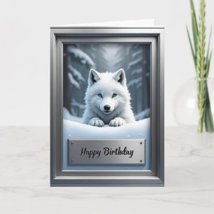 Joyous Arctic Wolf Birthday Card