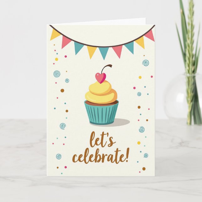 Joyous Birthday Cupcake Card (Front)