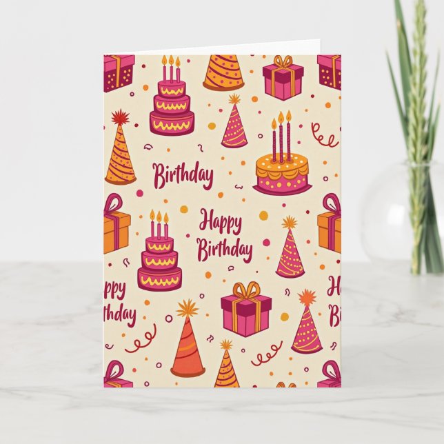 Joyous Birthday Pattern Card (Front)