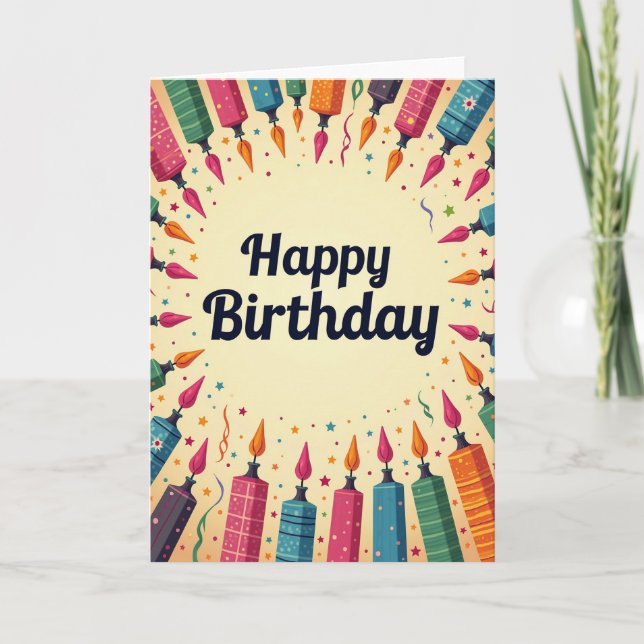 Joyous Birthday Patterned Frame Card (Front)