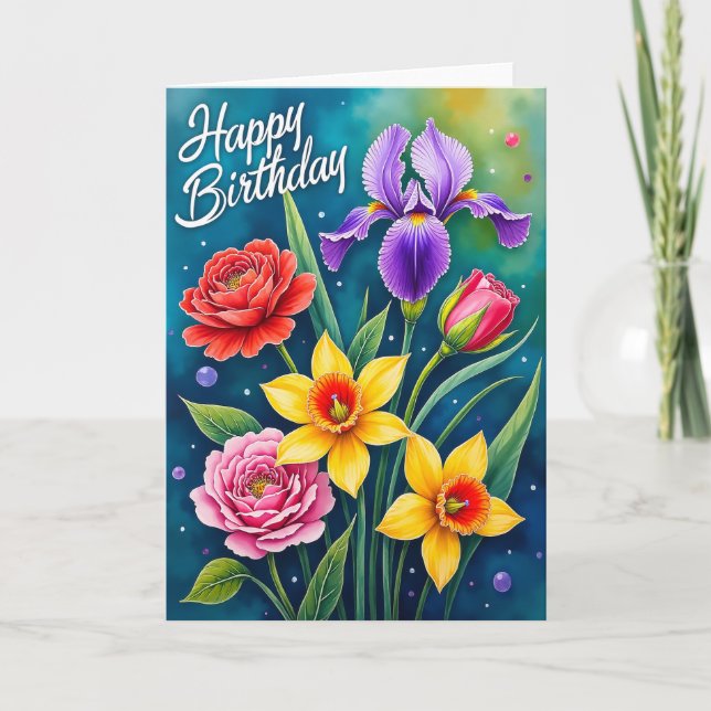 Joyous Blooms Birthday Card (Front)
