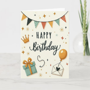 Joyous Bunting Birthday Card