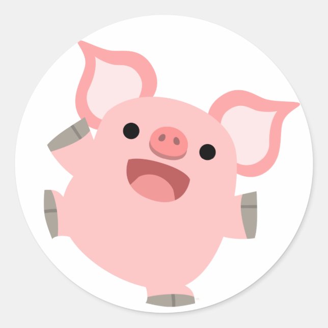 Joyous Cartoon Pig Sticker (Front)