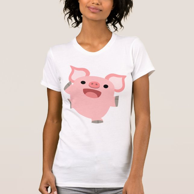 Joyous Cartoon Pig Women T-Shirt (Front)