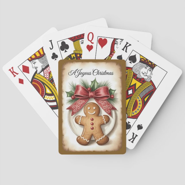 Joyous Christmas with a Gingerbread Man Playing Cards (Back)